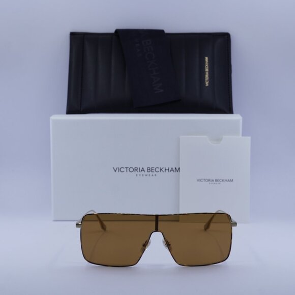 Victoria Beckham VB238S 723 Shield Sunglasses – Gold/Caramel - Picture 3 of 10